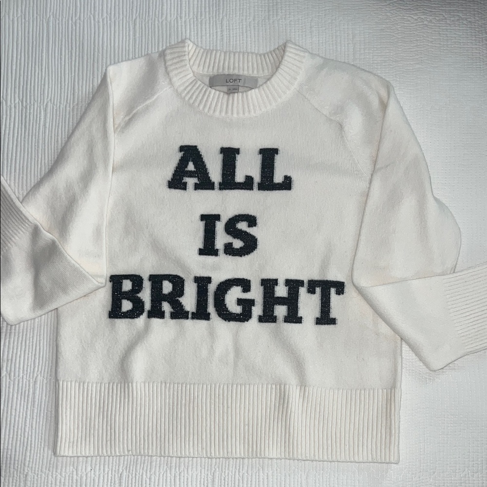 LOFT Cream Sweater with Bold Text